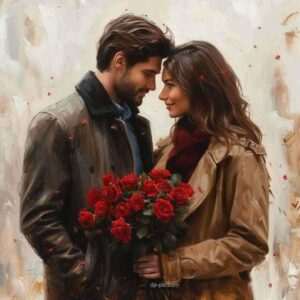 a beautiful couple standing together in love , love dp, romantic dp, bonquet dp, best dp ()