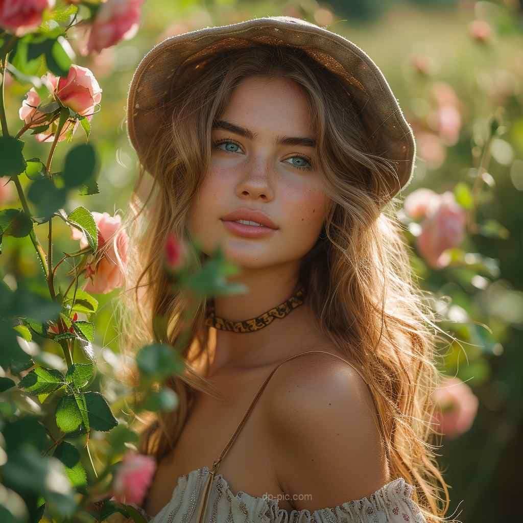 a beautiful girl dp , standing in garden of flowers, dp pic ()