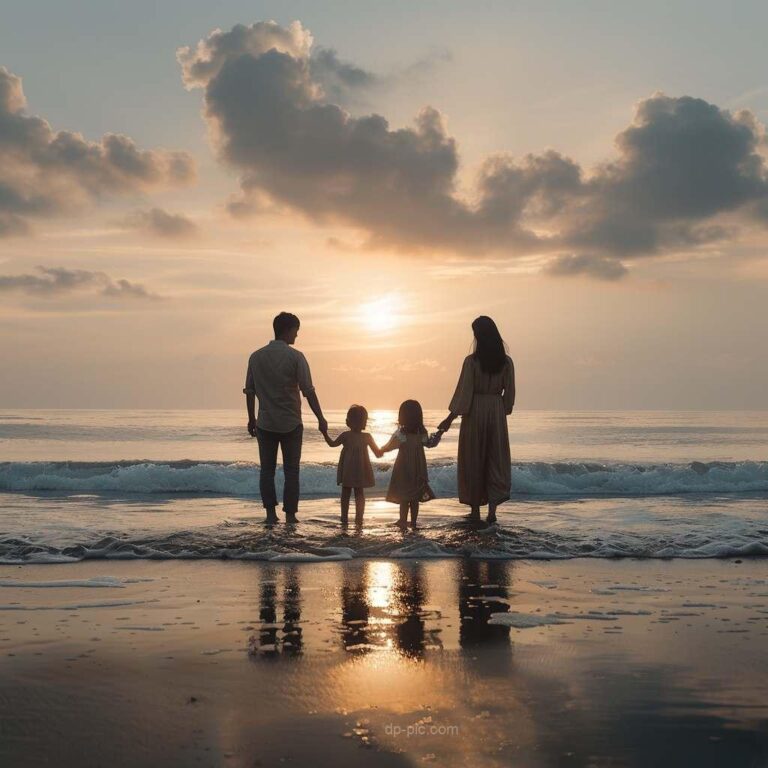 a happy family near sea,family dp by dp pic (),family dp, love pfp, family love , family pfp