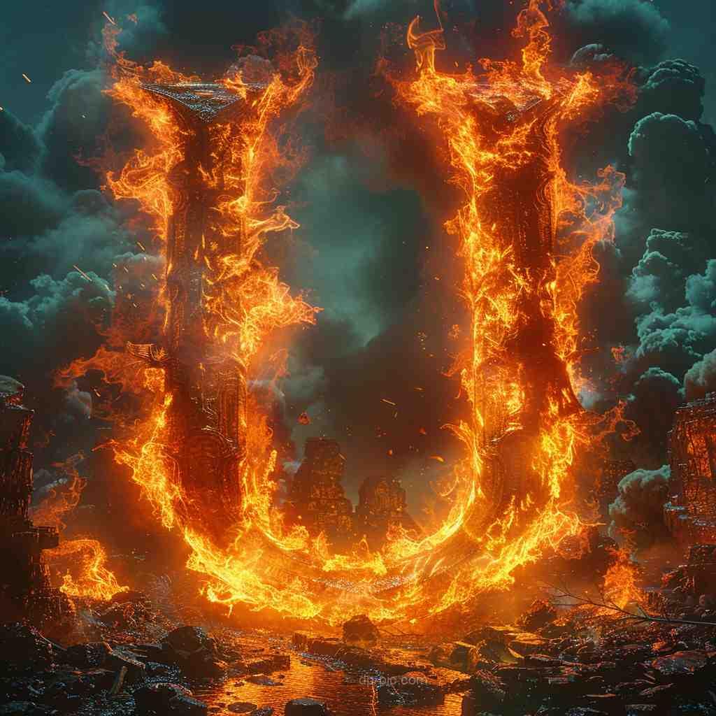 letter u dp by dp pic,letter dp, letters dp,fire dp, fire burning on letter profile picture, letter profile picture, fire profile picture ()