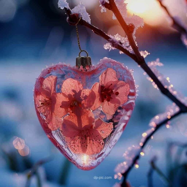 two beautiful hearts hanging in snow, beautiful dp by dp pic, heart dp ()
