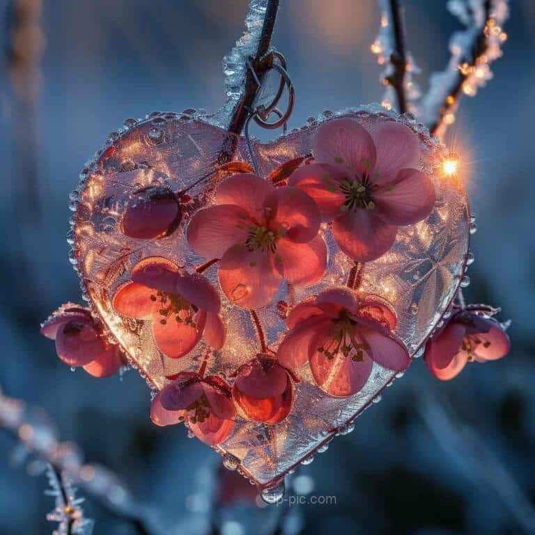 two beautiful hearts hanging in snow, beautiful dp by dp pic, heart dp ()