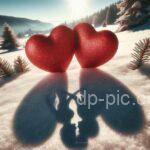 two beautiful roses on snow beautiful dp by dp pic, hd dp, heart dp ()