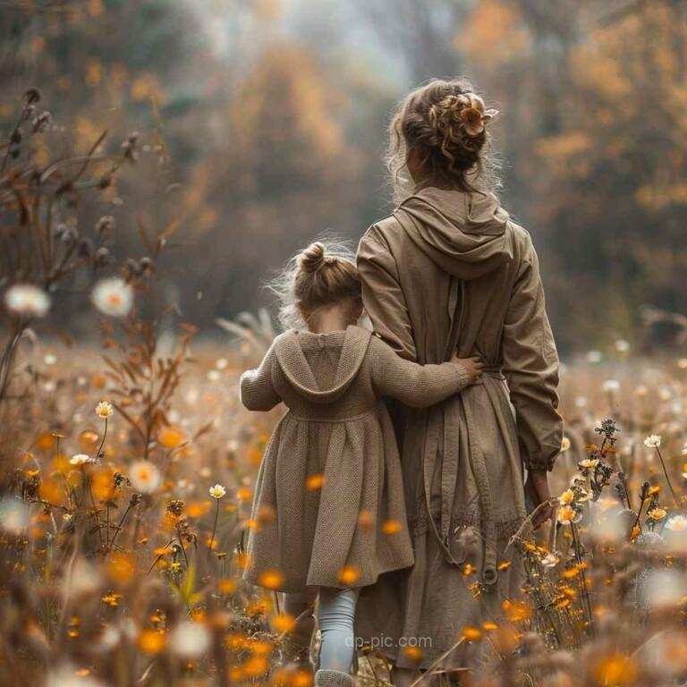 (Dp Pic) A Mother And His Daughter walking Together in Love, love dp , mother love ,mother dp, daughter mother dp,mother pfp ,family pfp , dp pic