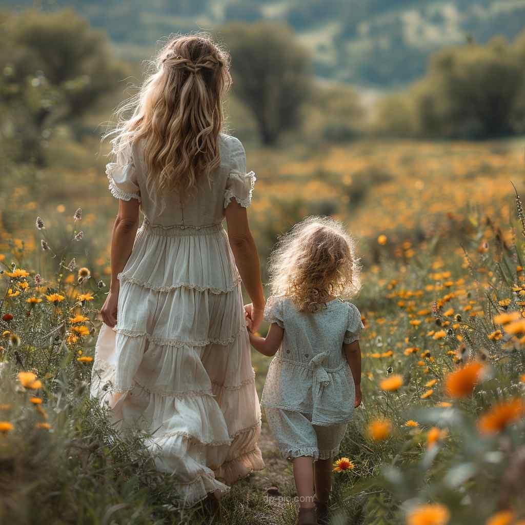 (Dp Pic) A Mother And His Daughter walking Together in Love, love dp , mother love ,mother dp, daughter mother dp,mother pfp ,family pfp , dp pic.com