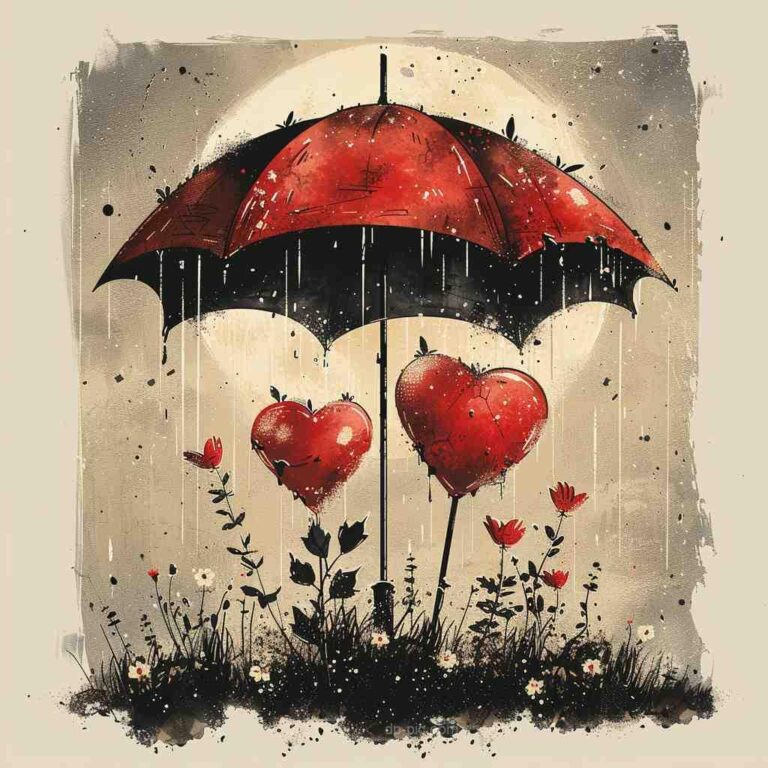 two lovers holding umbrella in rain with love , love dp by dp pic, love dp pic, hd love dp, new era love , love pfp, pfp of love , dp of lovers. umbrella lovers ()