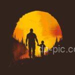 A Son with his Father in Valley At Sunset Family PFP , DP Pic, family portraits, father son relationship, bonding moments, social media dp, emotional photography, family values, ()