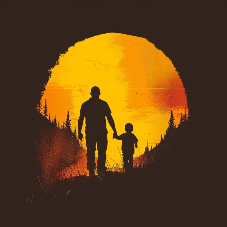 A Son with his Father in Valley At Sunset Family PFP , DP Pic, family portraits, father son relationship, bonding moments, social media dp, emotional photography, family values, ()
