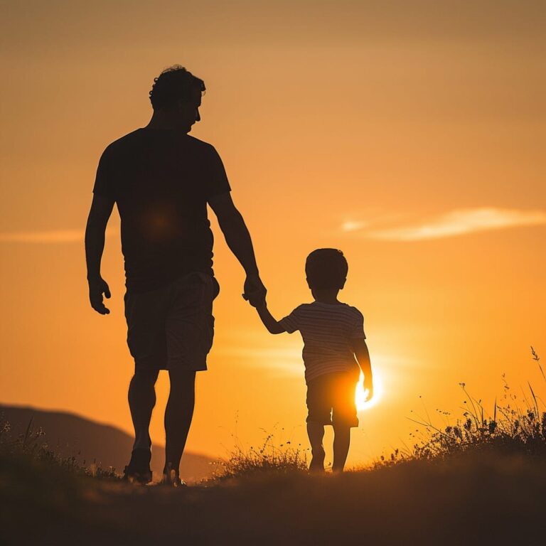 A Son with his Father in Valley At Sunset Family PFP , DP Pic, family portraits, father son relationship, bonding moments, social media dp, emotional photography, family values, ()