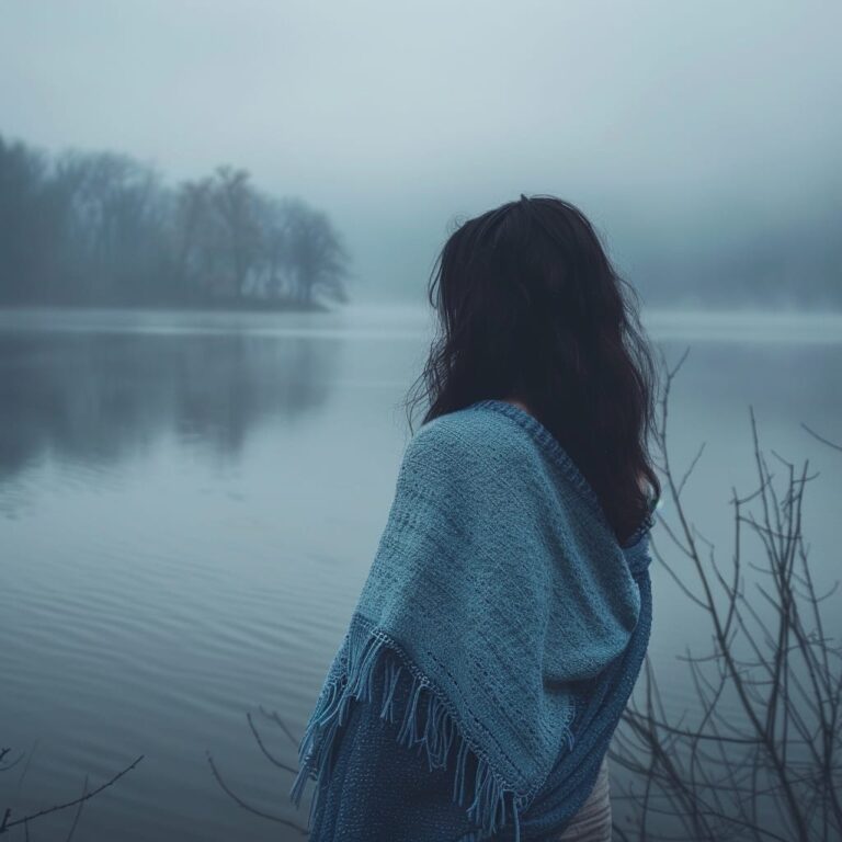 A Young Girl Standing Near Lake in Sadness Sad PFP, new sad dp, girls dp, sad dps, sad pfp, new girls dp, new girls sadness dp, alone dp for WhatsApp profile, ()