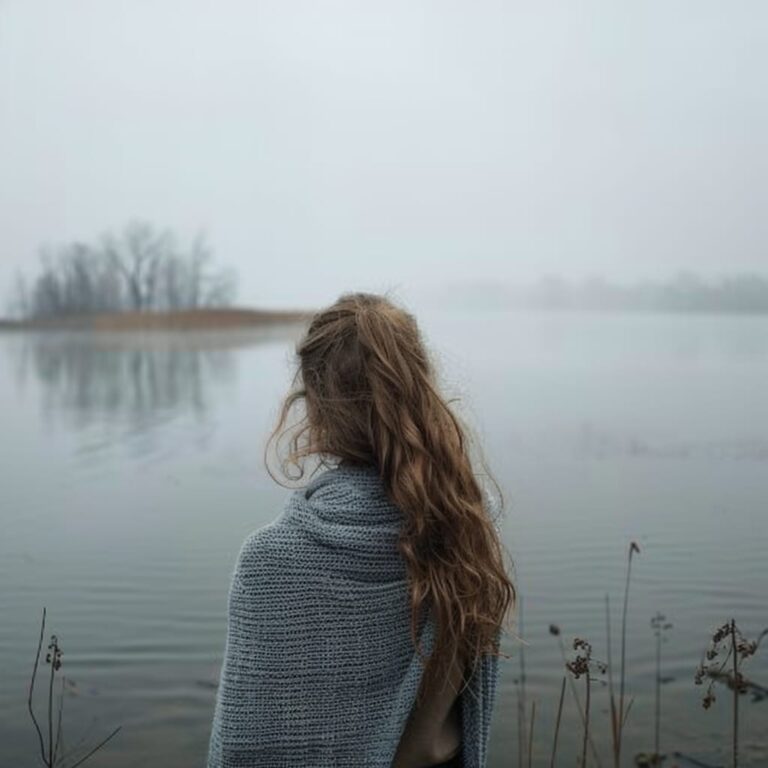 A Young Girl Standing Near Lake in Sadness Sad PFP, new sad dp, girls dp, sad dps, sad pfp, new girls dp, new girls sadness dp, alone dp for WhatsApp profile, ()