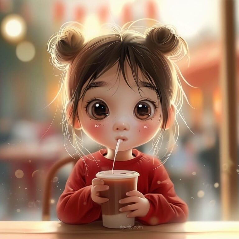 A little cute girl drinkig juice in hotel, cute dp, little girl pfp, nice adn cutest dp, new cute pfp, pfp for girls ()