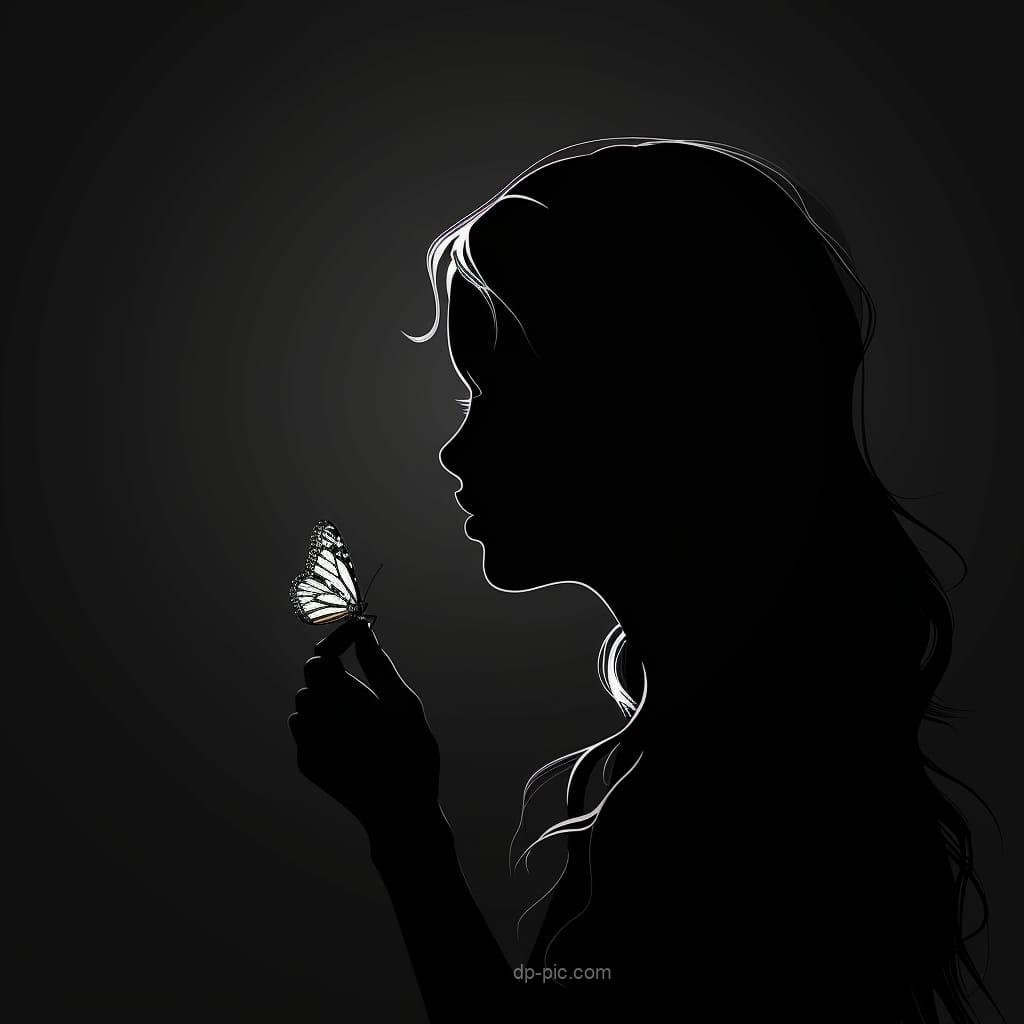 a beautiful pfp of girl, butterfly with girl in shadow girl with shadow, new girl pfp for social media, dp pic new pfp, dp pic best dpHere is Beautiful Girl with Butterfly Profile Picture