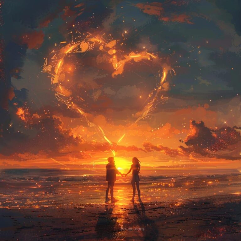 a couple near at sunset in love, love dp, new love dp, love dp new,sea lovers, beach lovers dp, by dp pic ()