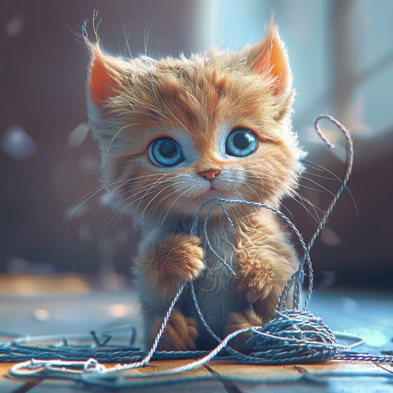 a cute cat playing with yarn ball in cuteness, best cute cat dp, new pfp of cute cat, best cute cat dp ()