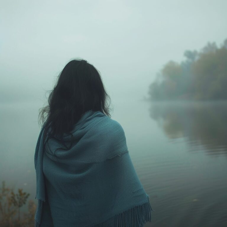 a girl near lake in sadness and aloneness, alone girl pfp, after breakup girls mood, dp, sad dp for whatsapp ()