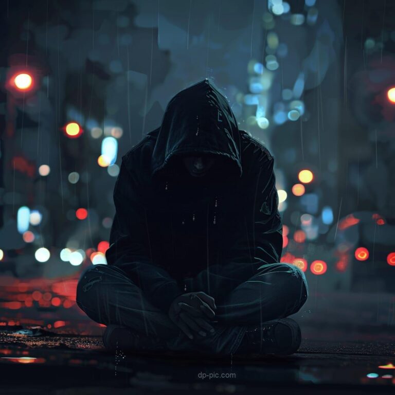 a man in hoodie sitting on street in sadness, sad dp, new sad dp, sad pfp, sad boy dp, single boy dp, mood off image ()