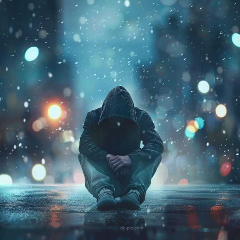 a man in hoodie sitting on street in sadness, sad dp, new sad dp, sad pfp, sad boy dp, single boy dp, mood off image ()