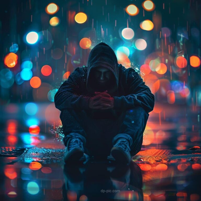 a man in hoodie sitting on street in sadness, sad dp, new sad dp, sad pfp, sad boy dp, single boy dp, mood off image ()