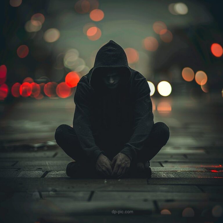 a man in hoodie sitting on street in sadness, sad dp, new sad dp, sad pfp, sad boy dp, single boy dp, mood off image ()