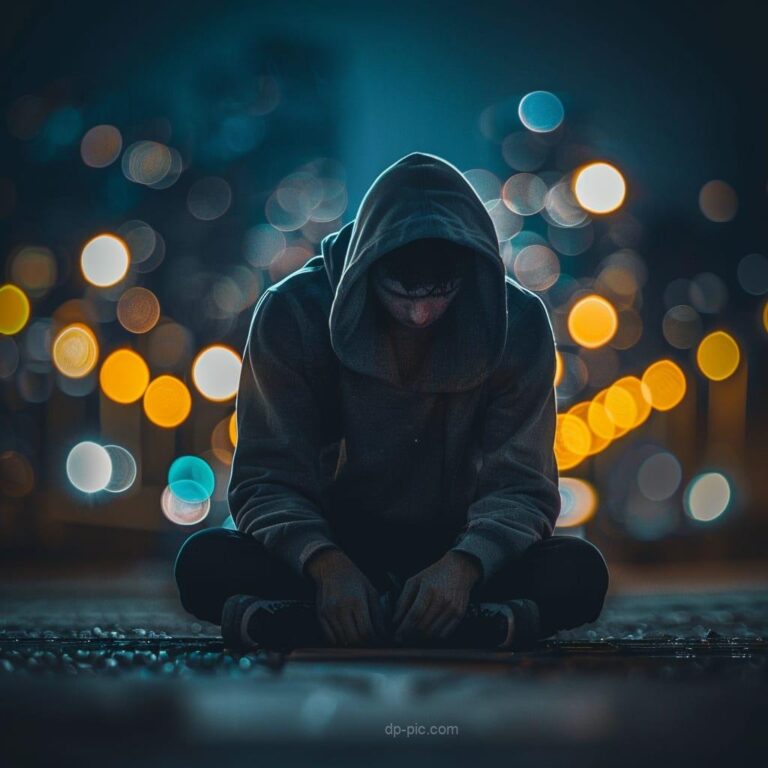 a man in hoodie sitting on street in sadness, sad dp, new sad dp, sad pfp, sad boy dp, single boy dp, mood off image ()