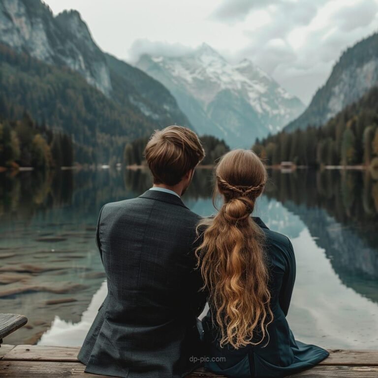 a young and beautiful couple siiting on lake, couple dp, lovers dp, dp of couples, new couple dp, dp pic, couple near lake ()