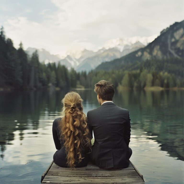 a young and beautiful couple siiting on lake, couple dp, lovers dp, dp of couples, new couple dp, dp pic, couple near lake ()