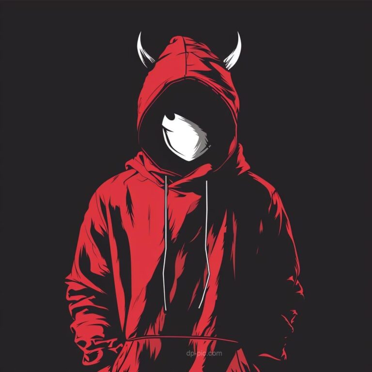 devil wearing red hoodie in attitude, new pfp, pfp by dp pic, red devil pfp, devil dp ()