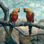 two beautiful parrots on a branch, beautiful dp, bird dp, love dp, nice dp, natural lovers dp, pets lovers pfp ()