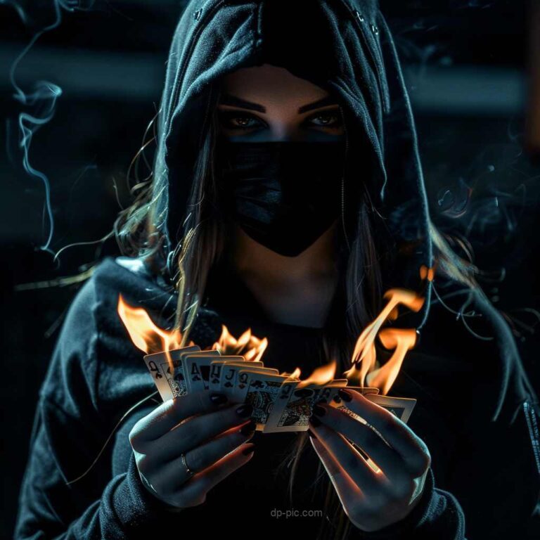 unknown girl playing fire cards, attitude dpz, girls attitude dpz, girls pfp,girl playing card, killer girl dpz,killers dpz ()