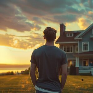 a boy standing infront of his house in sadness , boys dp, new sad dp by dp pic,new profile pic