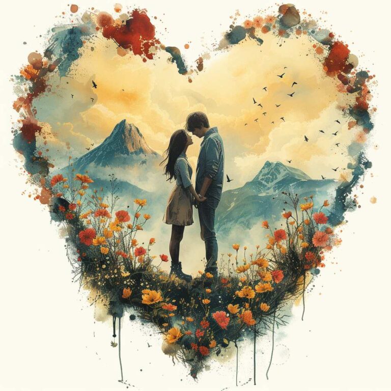 a couple standing in mountains in love , couple dp, couple pfp, wife and husband photo, couple art , dp pic arts , best couple dpz ()