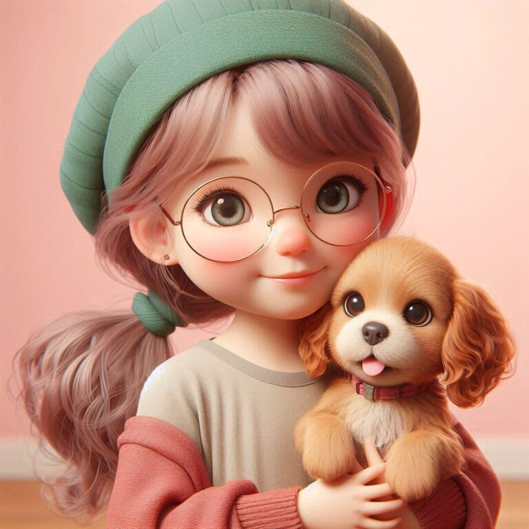 a cute girl with her puupy her smile is very cute dpz by dp pic d render images ()