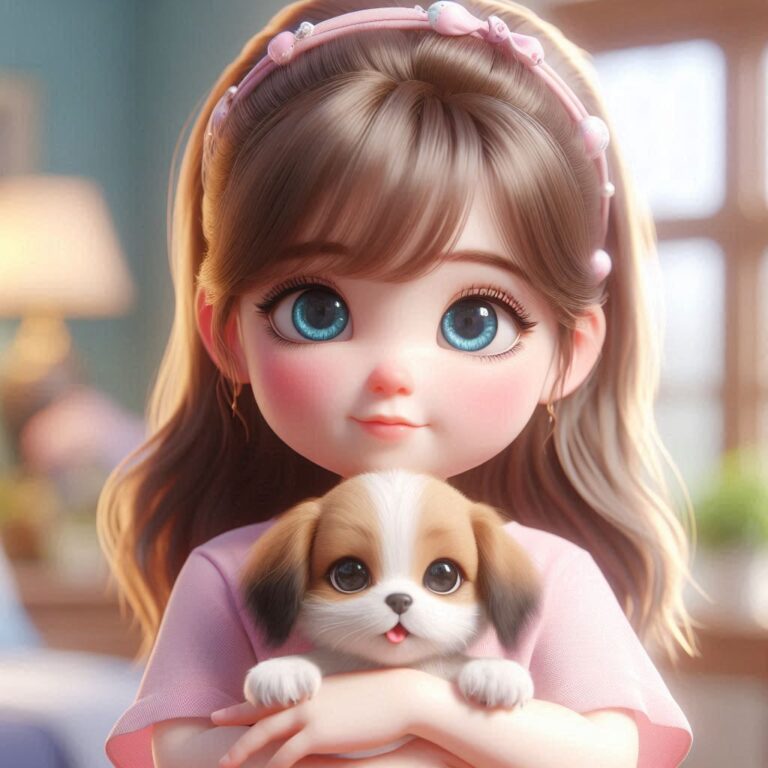 a cute girl with her puupy her smile is very cute dpz by dp pic d render images ()