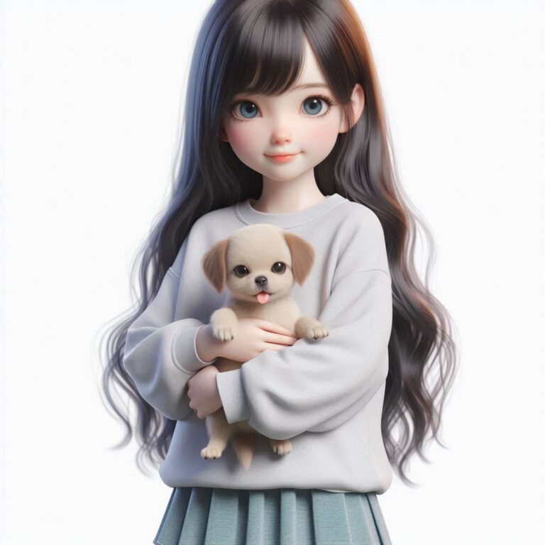 a cute girl with her puupy her smile is very cute dpz by dp pic d render images ()