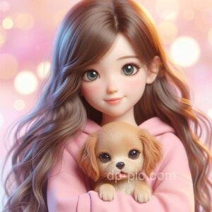 a cute girl with her puupy her smile is very cute dpz by dp pic d render images ()