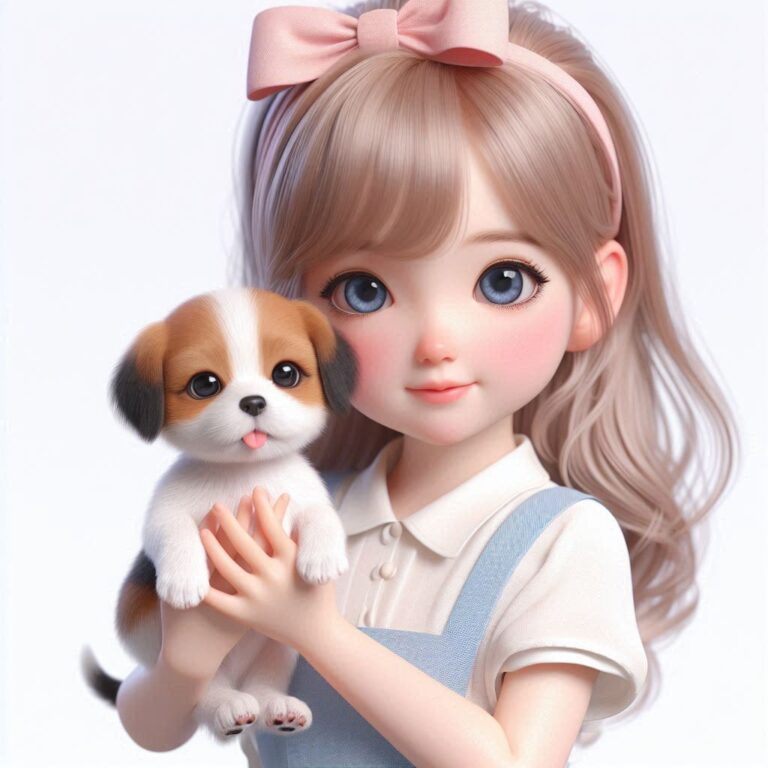 a cute girl with her puupy her smile is very cute dpz by dp pic d render images ()