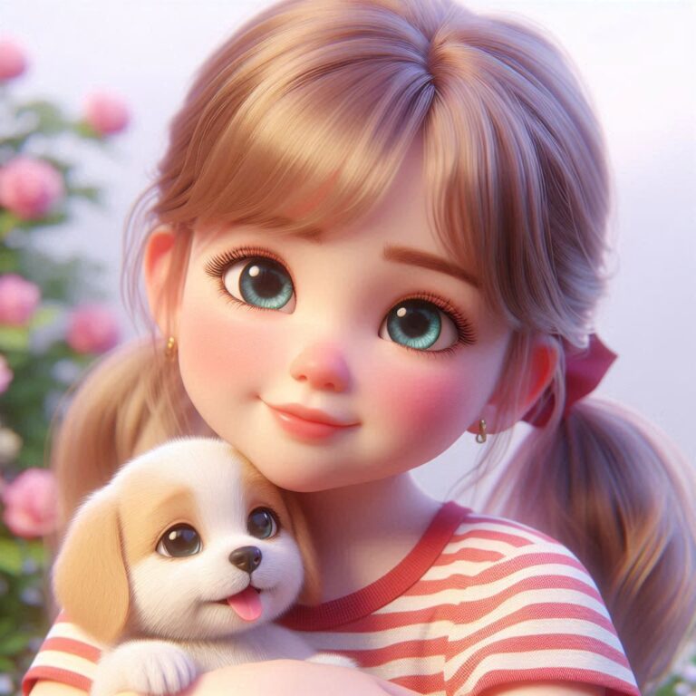 a cute girl with her puupy her smile is very cute dpz by dp pic d render images ()