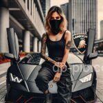 girl with her super car new attitude dp for whatsapp