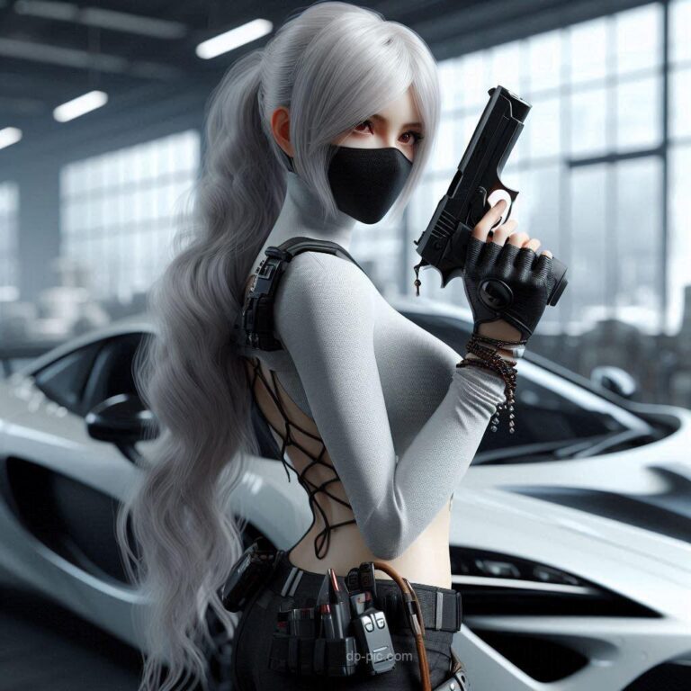beautiful girl with gun dp pic