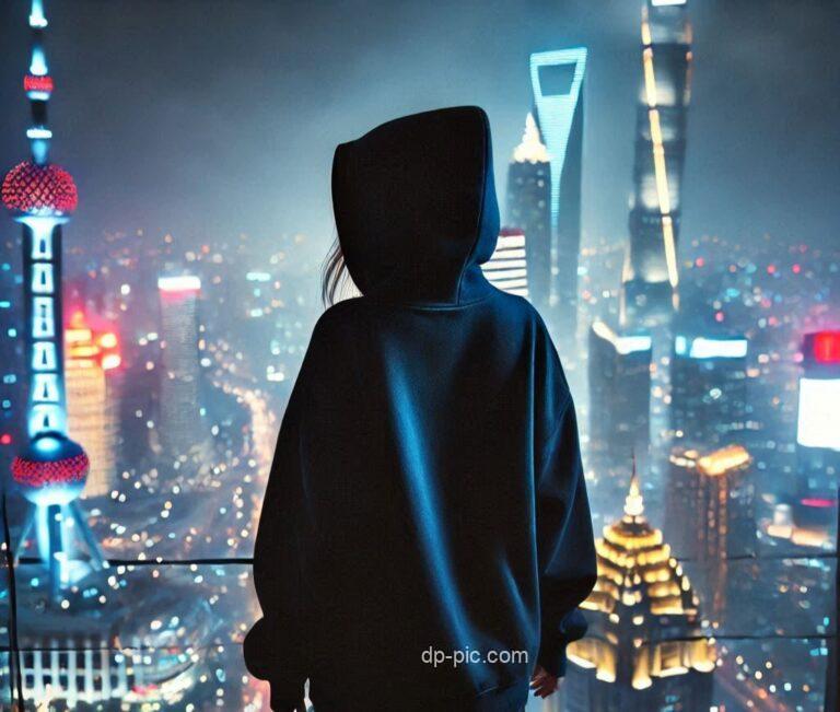 black hat hacker girl image hacker standing infront of city new dp for girl attitude