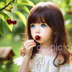cute girl eating cherries very cutest dp best in new era for social media like whatsapp and facebook ()