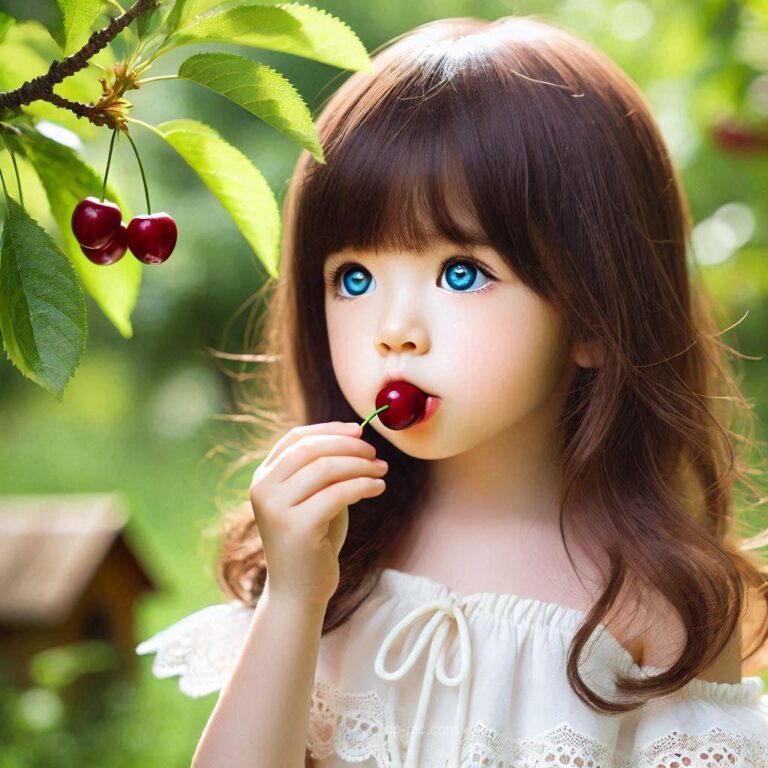 cute girl eating cherries very cutest dp best in new era for social media like whatsapp and facebook ()