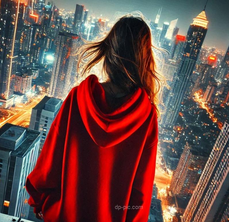 girl in red hoodie hackers dp for girls attitude dp