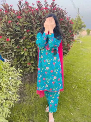 Beautiful Girl Hidden Face Photo in Blue Dress,Girls Beautiful DP