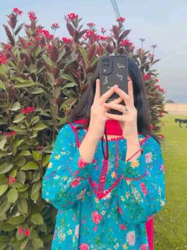 Beautiful Girl Hidden Face with her in Blue Dress Beautiful DPZ