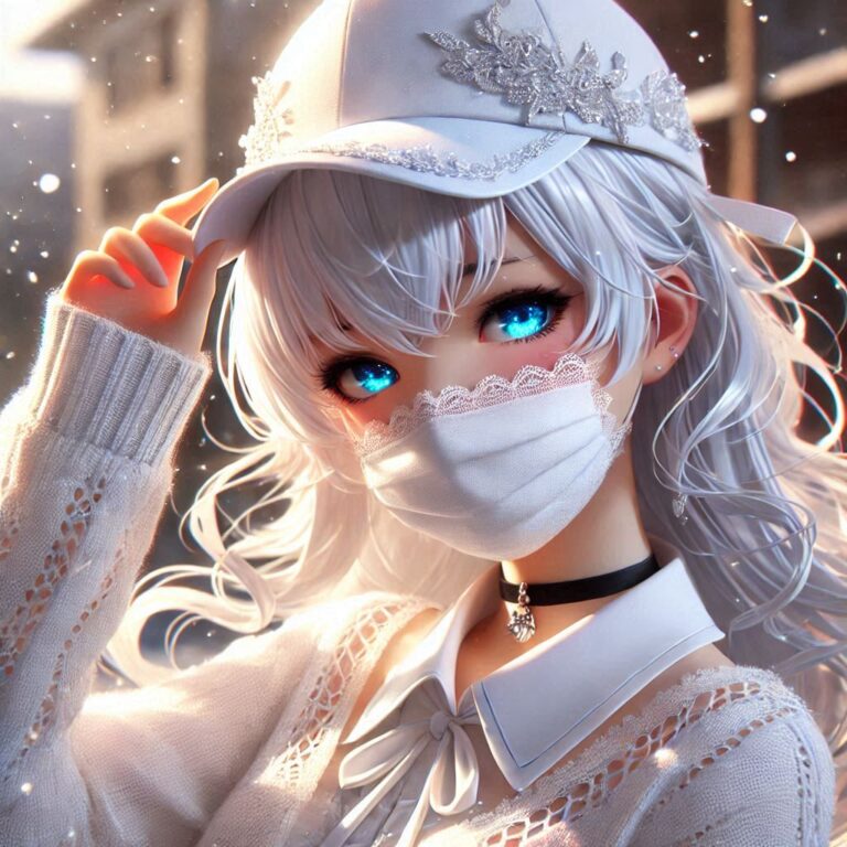 cute anime girl wearing mask and cap new cute girl dp of anime dp in winter