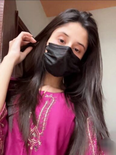 cute girl in pink dress with mash,girl hidden face dp