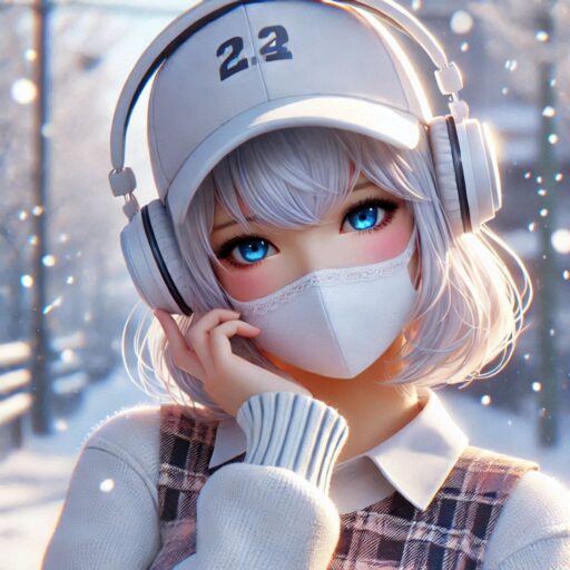 cute girl wearing mask and headphones new dp