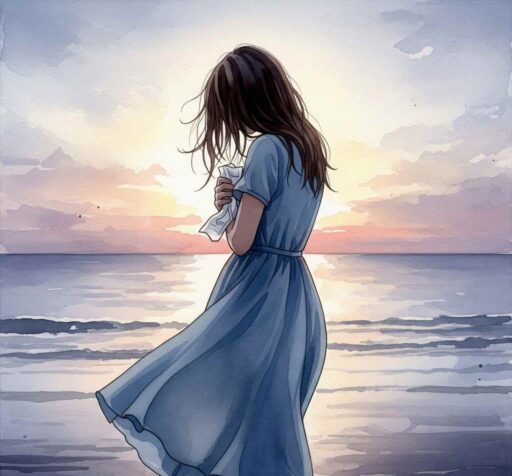 new sad dp of the girl at ocean